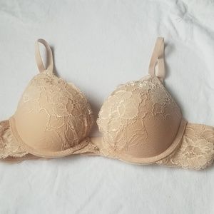 Maidenform plunge blush lace push-up bra 34A